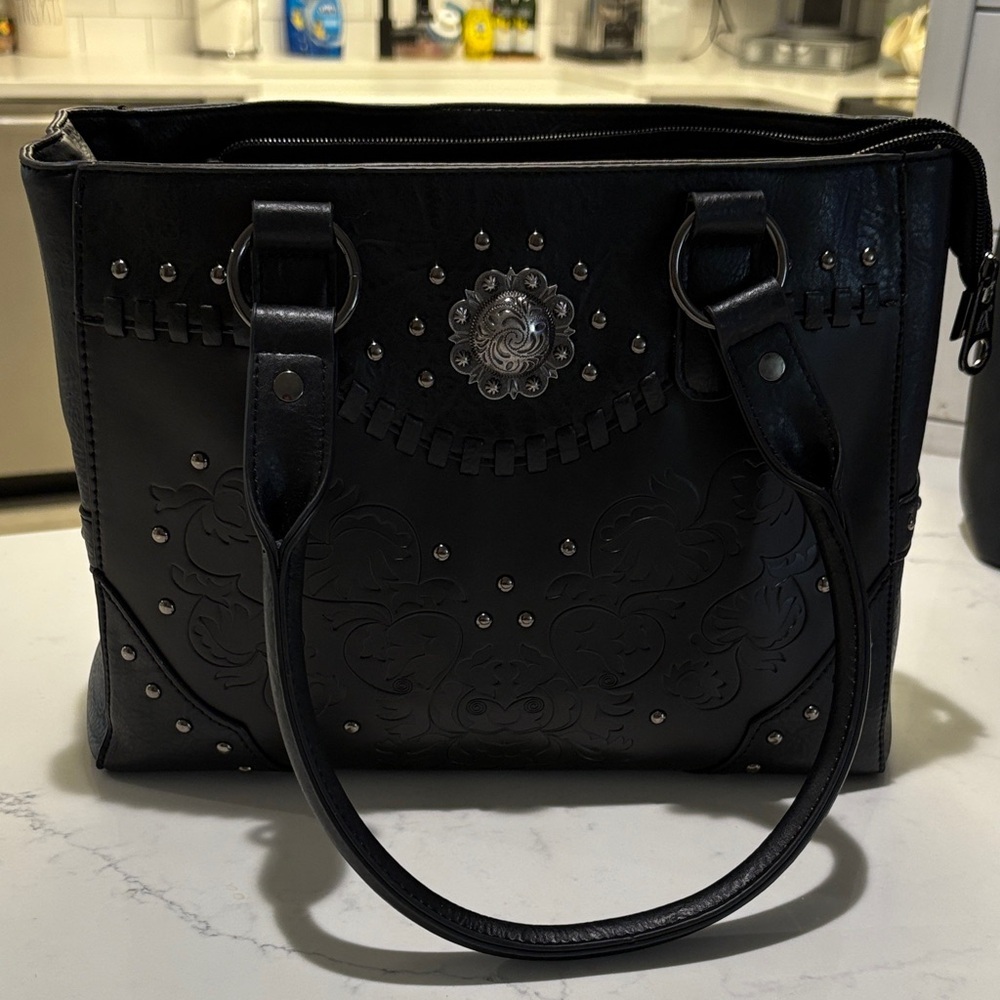 Elegant Black Tote Bag with Embellishments